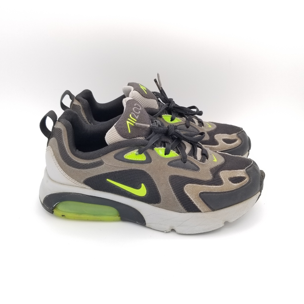 Nike Kids Black Gray Neon Green Air Max-Style Sneakers